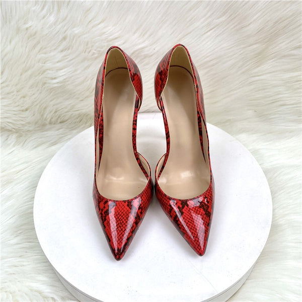 Red snake Patterned High Heeled Shoes