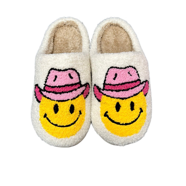 Denim Smiling Face Pattern Slippers For Men and Women Plush
