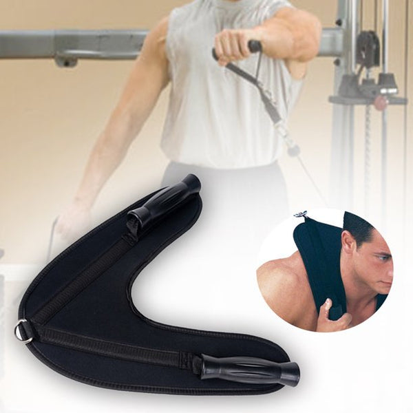 Abdominal Crunch Practical Gym Support U Shape Belt Bind Suspender Strap Handle Back Exercise Pulling Harness Shoulder Strap
