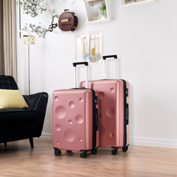 Hardshell Luggage Sets 2 Pieces 24"+28" Expandable Luggages Spinner Suitcase with TSA Lock Lightweight Pink + ABS