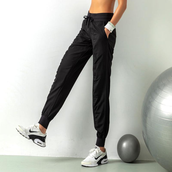 Fashion Casual  Loose Legs Drawstring High Waist With Pockets  Fitness Yoga Pants